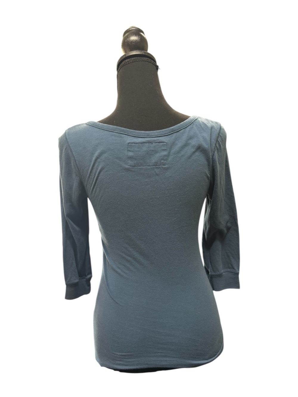 Aeropostale Women’s M blue  Henley 3/4 Sleeve Embroidered Y2K Top - Picture 3 of 8